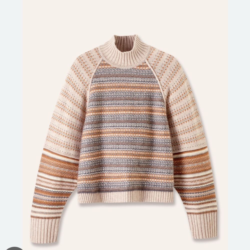 Me + Em Merino Cashmere Patchwork Fair Isle Sweater